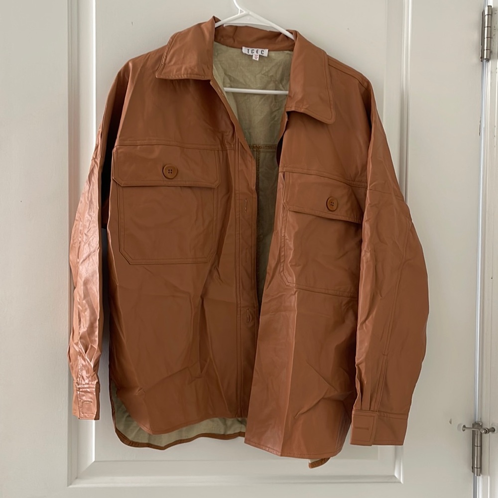 Faux leather shacket